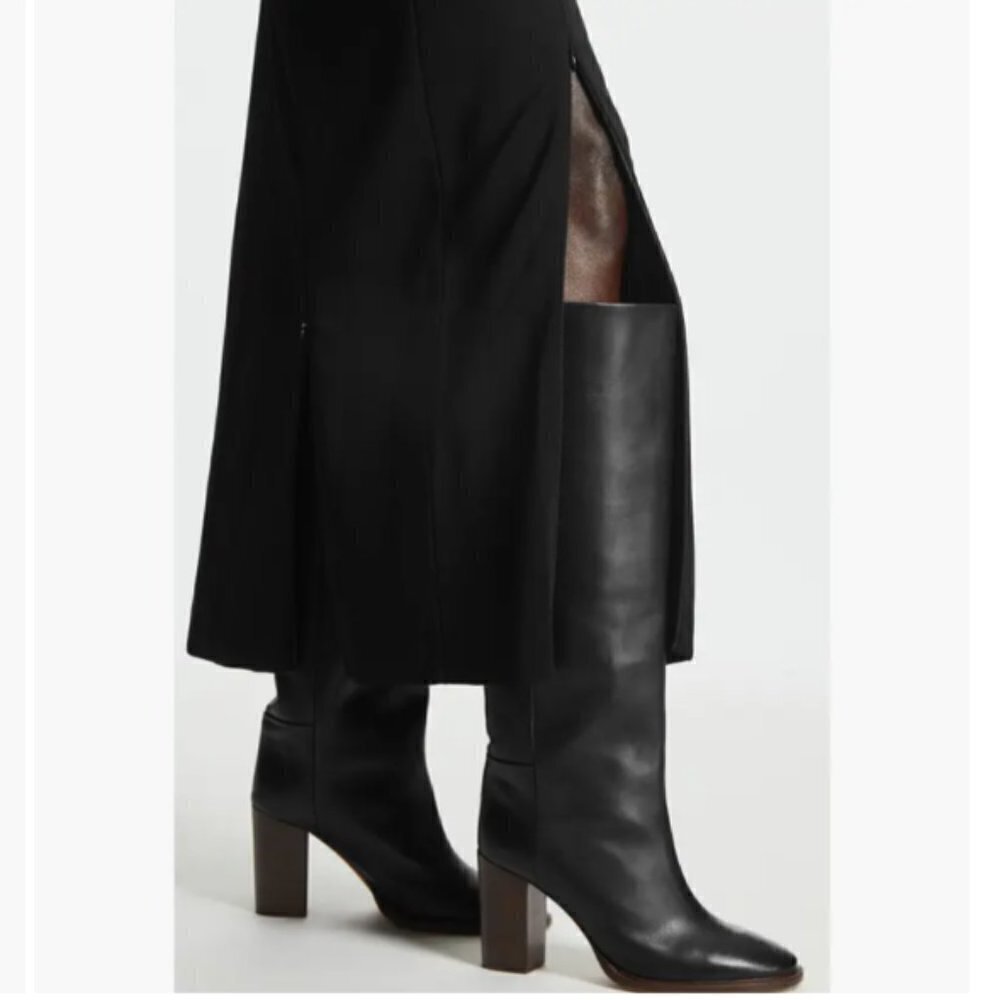 COS Knee Black Leather Foldover Slouchy Thigh-Highs Boots Size 41 USA 11